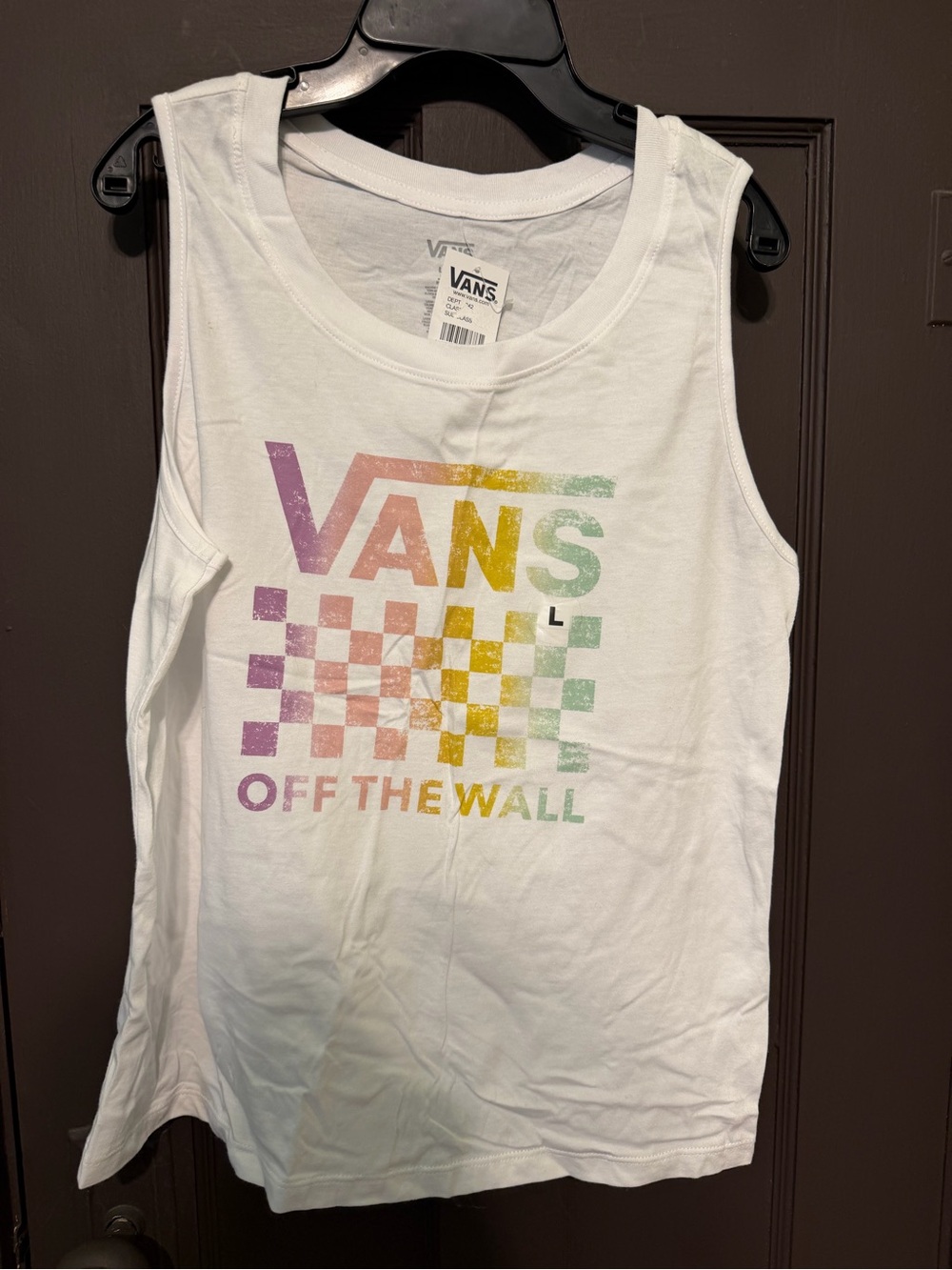 Vans White Rainbow Logo Tank Top - Off The Wall